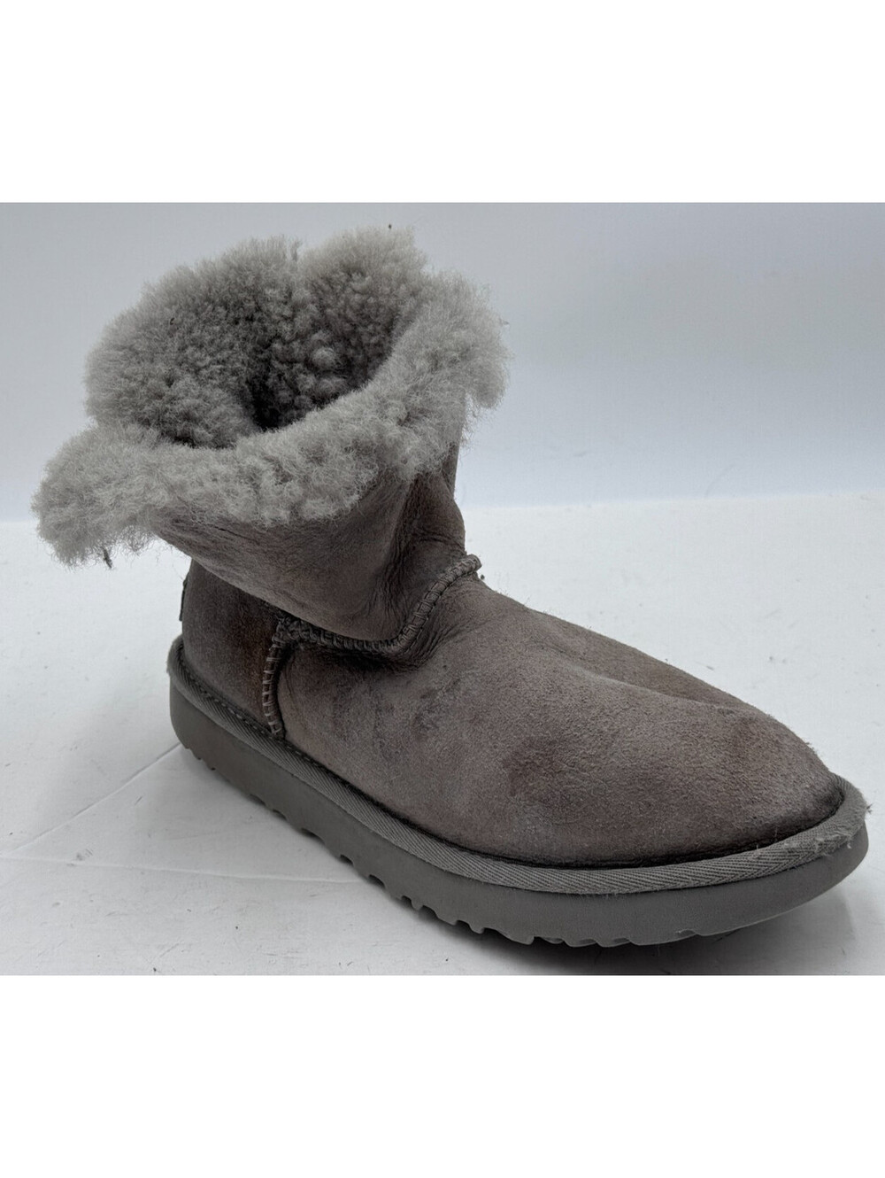 UGG Mini Bailey Bow II Women's Snow Boots 7 Gray Suede Sheepskin Boots 101650